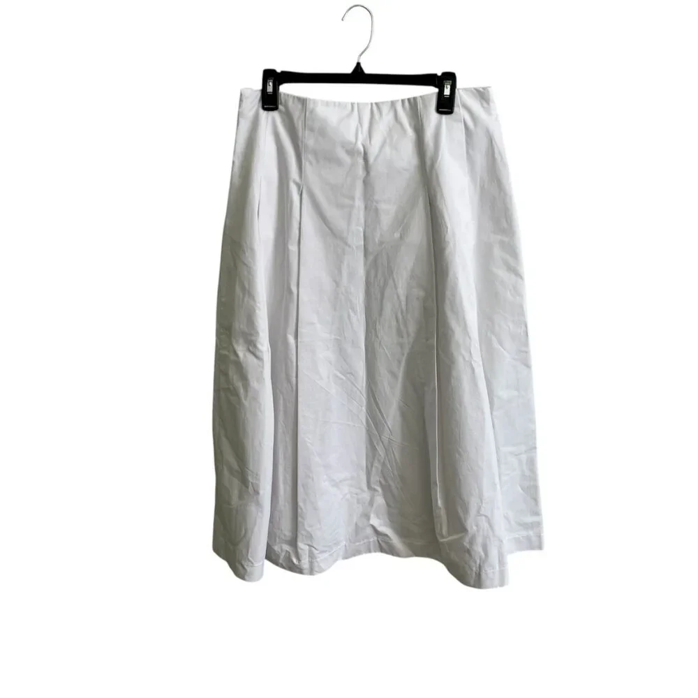 Zara White Pleated Midi Skirt - Size Large - Organic Cotton - Minimalist Chic - Picture 5 of 11